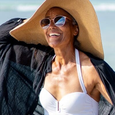 woman beach smiling