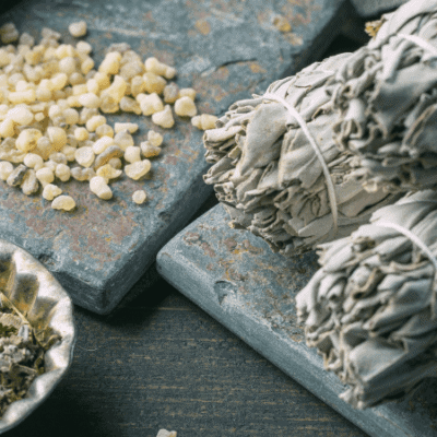 Sage and crystals for ceremonies