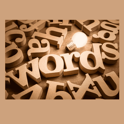 Wooden letters spell out words