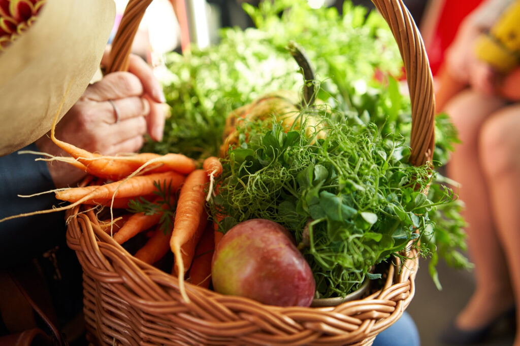 Collection of farm fresh veggies in a basket