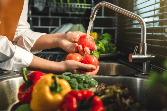 washing vegetables