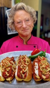 Hot dogs on a tray